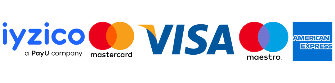 iyzico, Mastercard, Visa, Maestro, American Express ile güvenli ödeme